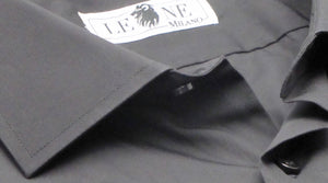 Leone Milano, custom made shirt, black, made to measure, affordable luxury, 100% cotton, easy iron, made in Milan, made in Italy