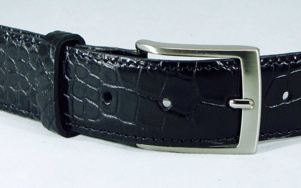 Leone Milano - Leather belt, crocodile black