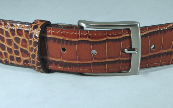 Leone Milano - Leather belt, crocodile cognac