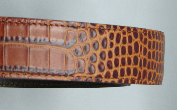 Leone Milano - Leather belt, crocodile cognac