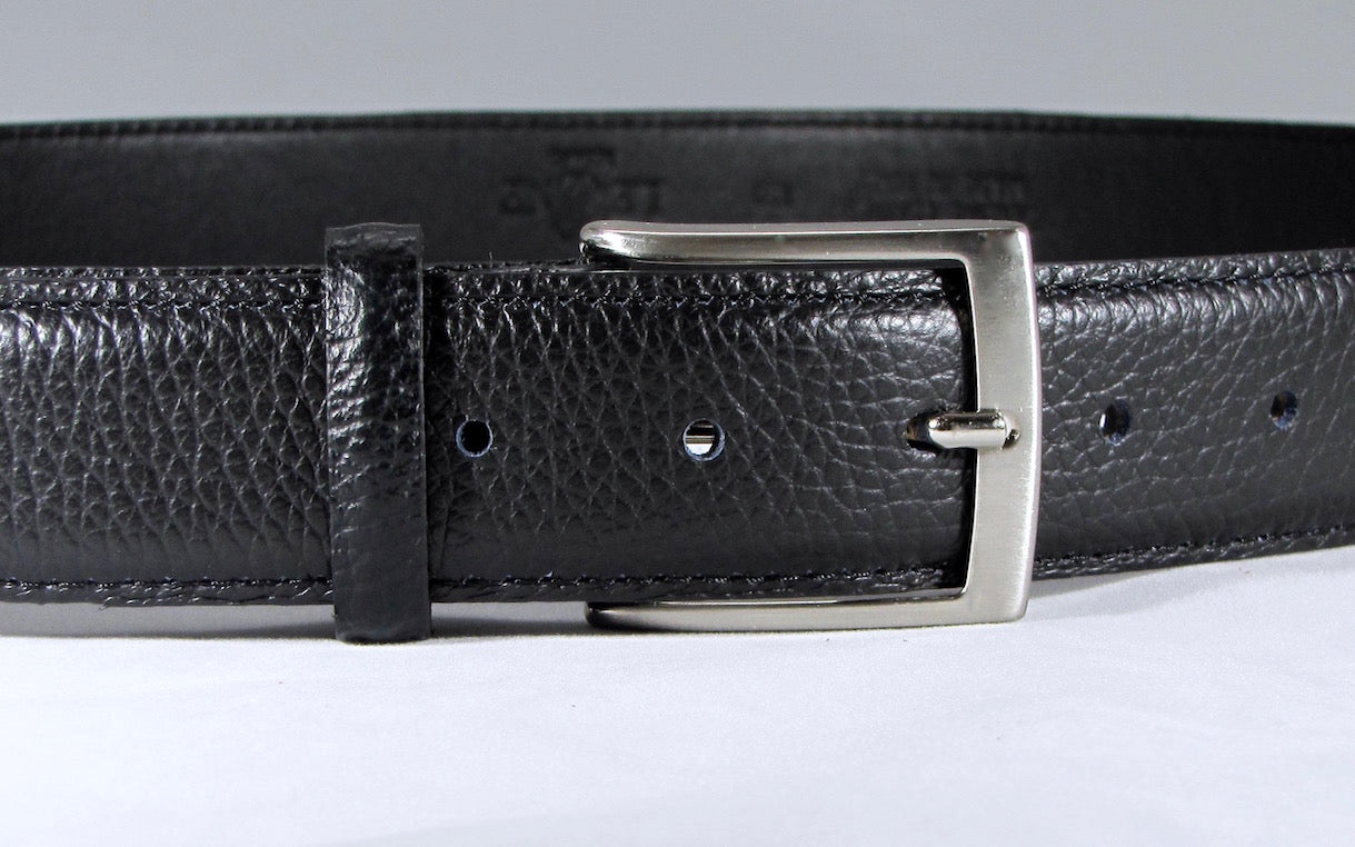 Milano - Leather belt, "dollarino" black