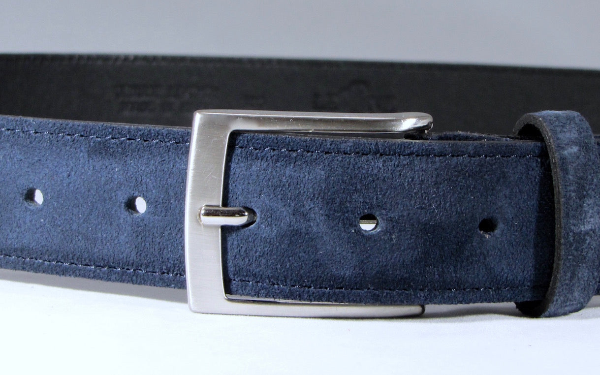 Leone Milano - Leather belt, dark blue suede