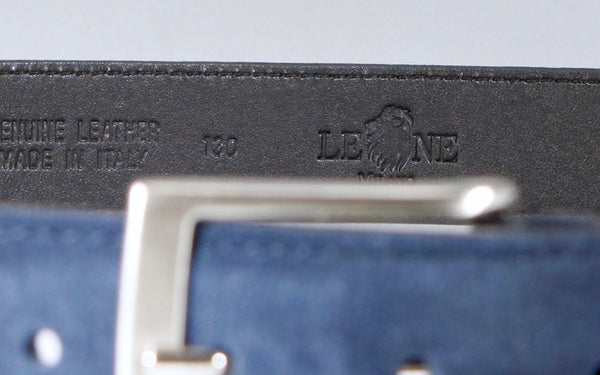 Leone Milano - Leather belt, dark blue suede